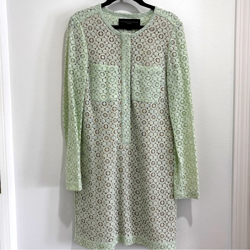 Victoria Beckham x Target mint green lace overlay dress, XS